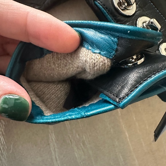 Coach Black Leather Gloves with Silver Buttons - Picture 4 of 4